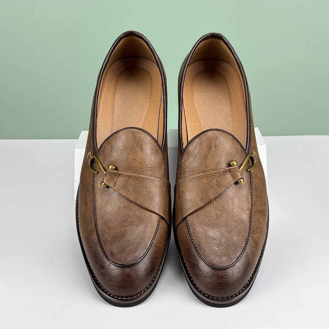 Men's Leather Bit Loafers | Classic Horsebit Dress Slip-On Shoes