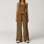 Women’s Hollow-Back Tank & High-Waist Drawstring Pants-HighTouch
