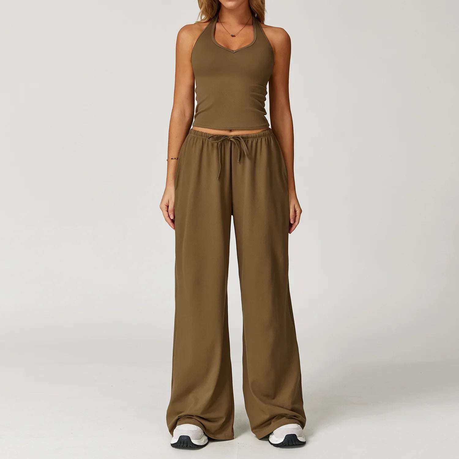 Women’s Hollow-Back Tank & High-Waist Drawstring Pants
