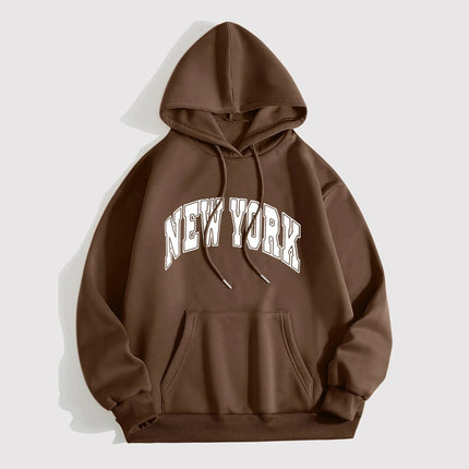 Printed Letter Loose Pullover – Thick-Cut Casual Hoodie, Oversized Comfort