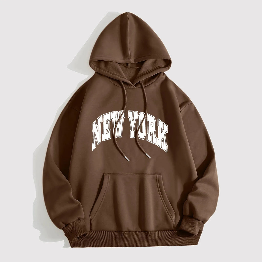 Printed Letter Loose Pullover – Thick-Cut Casual Hoodie, Oversized Comfort-HighTouch