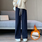 Women’s Fleece-Lined Wide-Leg Winter Trousers-HighTouch