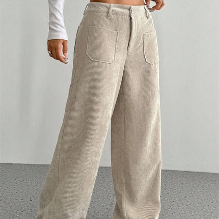 High-Waist Wide-Leg Corduroy Trousers