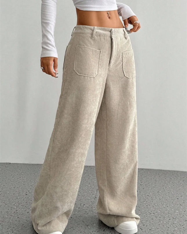 High-Waist Wide-Leg Corduroy Trousers