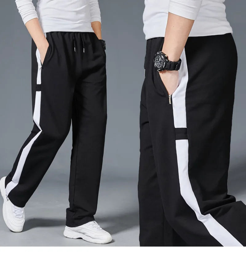 Loose Fit Men’s Straight-Leg Stripe Running Sweatpants-HighTouch