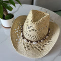 Bohemian Straw Cowboy Sun Hat – Wooden Beads