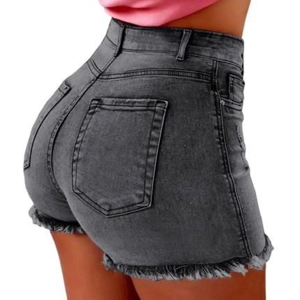 Ripped High-Waist Denim Slim Shorts – Women’s Hotpants for Summer Street Style