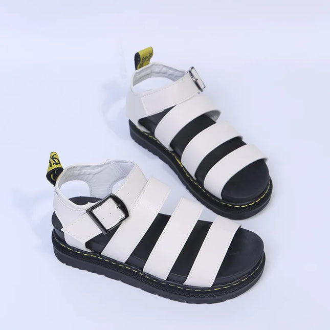 Casual Sport Women's Sandal Peep Toe Metal Buckle Car Stitch Roman Sandal