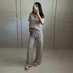 Women’s Knit Striped Pullover & Pants Set-HighTouch