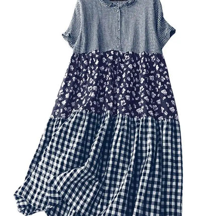 Zanzea Plaid Pleated Maxi Dress