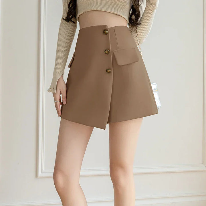 Women’s High-Waisted Overlay Skirt with Silky Finish