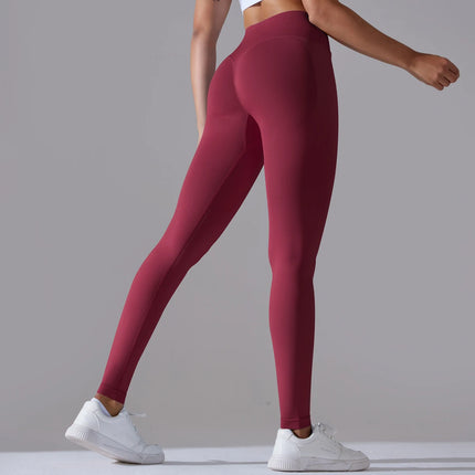 Women’s Seamless High-Waisted Cross-Over Scrunch-Butt Leggings – Lift & Shape