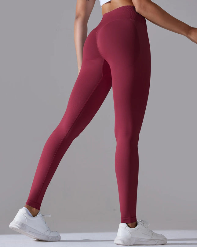 Women’s Seamless High-Waisted Cross-Over Scrunch-Butt Leggings – Lift & Shape