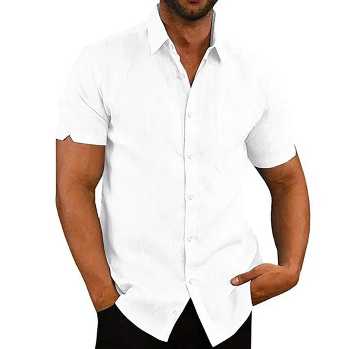 Men’s Cotton-Linen Short-Sleeve Shirt-HighTouch