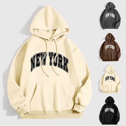 Printed Letter Loose Pullover – Thick-Cut Casual Hoodie, Oversized Comfort
