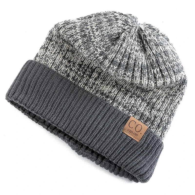Unisex Two-Tone Fur-Lined Knit Beanie