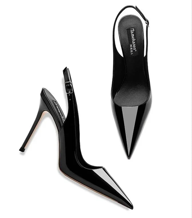 Metallic Strappy Stiletto Sandals – Glamour & Shine-HighTouch