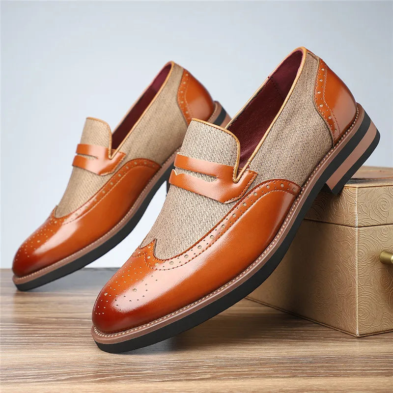 Men's Wingtip Leather Hybrid Loafers | Casual Dress Slip-On Shoes