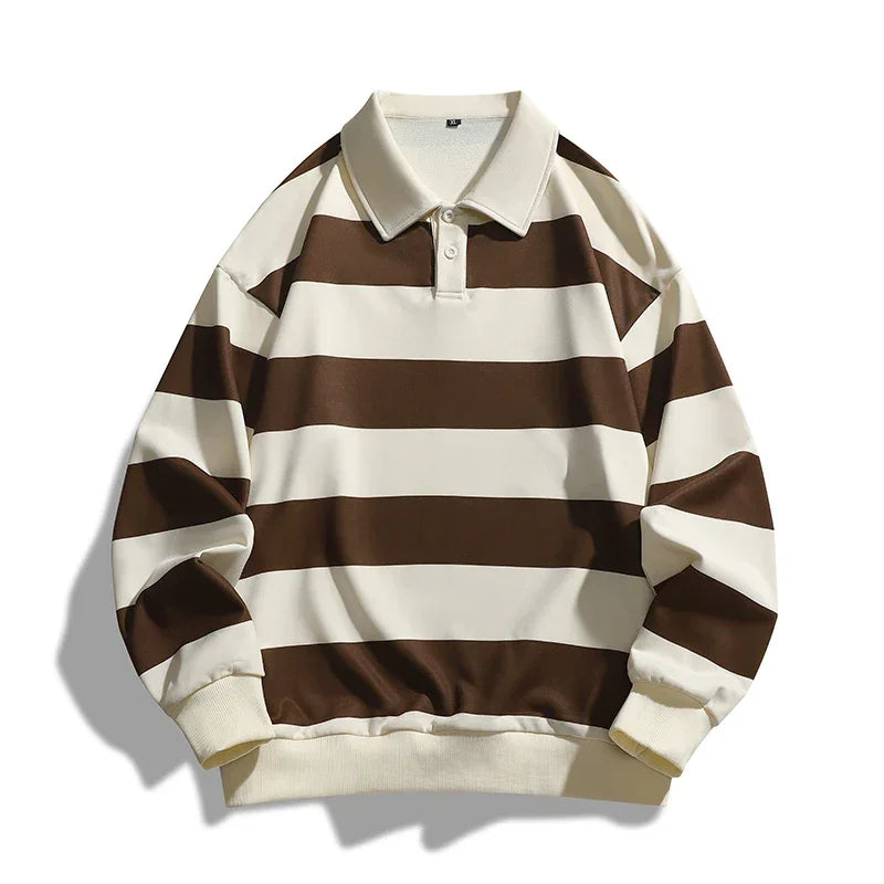 Men's Rugby Polo Shirt – Oversized Striped Fit