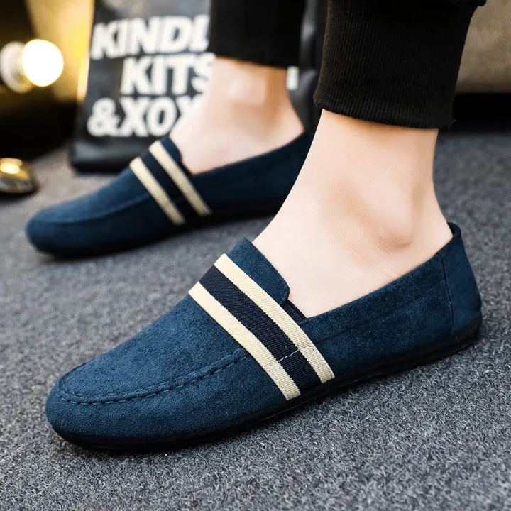 Men’s Black & Blue Slip-On Loafers-HighTouch