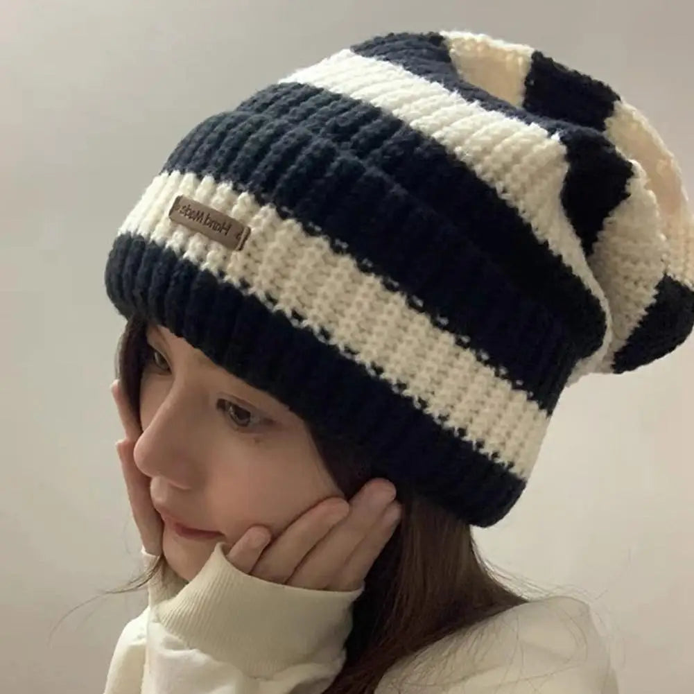 Two-Tone Fur-Lined Knit Beanie