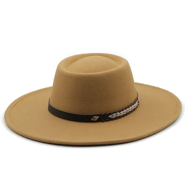 British-Style Wide-Brim Felt Fedora – Adjustable Luxury Jazz & Wedding Hat