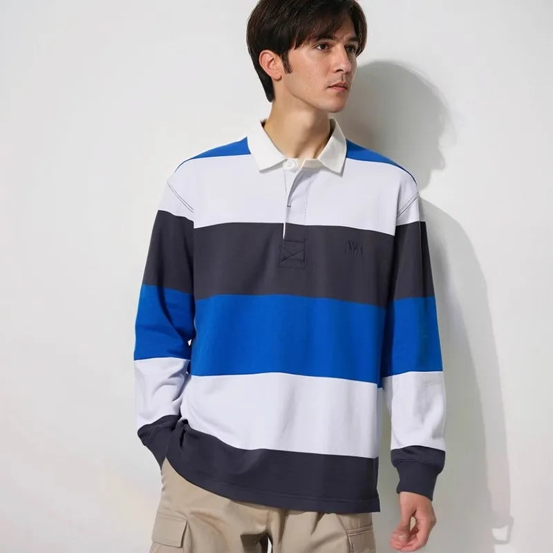 Collaborative Stripe Long-Sleeve Tee – Loose Fit Street Casual
