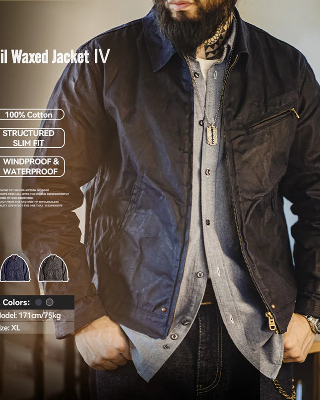 Oil-Waxed Canvas Slim-Fit Jacket Men