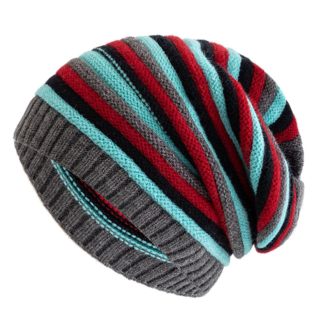 Stripes Knitted Slouchy Winter Beanie for Women