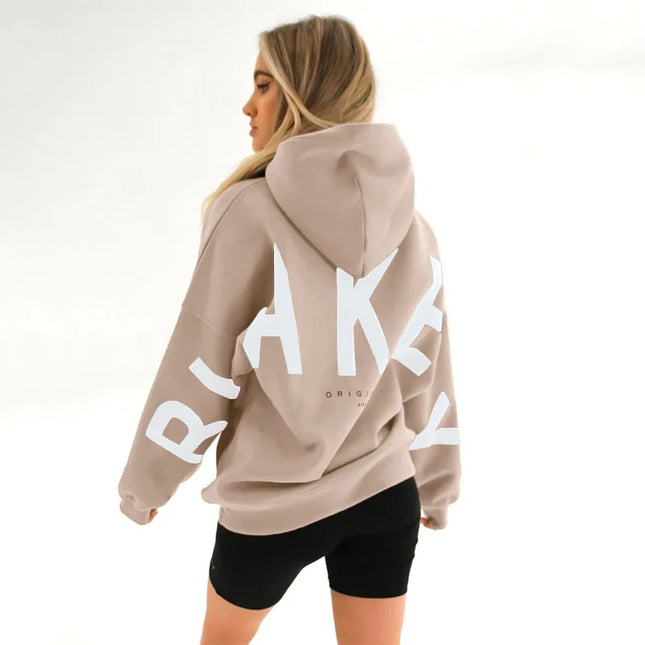 European American Fashion Printed Thick Loose Hoodie