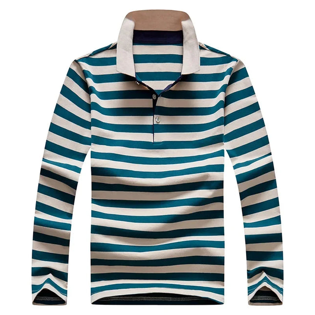 Spring Men Polo Shirt Cotton Long Sleeve Stripe Polo Shirt Men Autumn Embroidery Casual Fashion Polo Shirt Business T-shirts Men