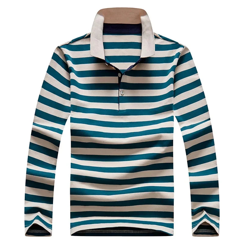 Spring Men Polo Shirt Cotton Long Sleeve Stripe Polo Shirt Men Autumn Embroidery Casual Fashion Polo Shirt Business T-shirts Men-HighTouch