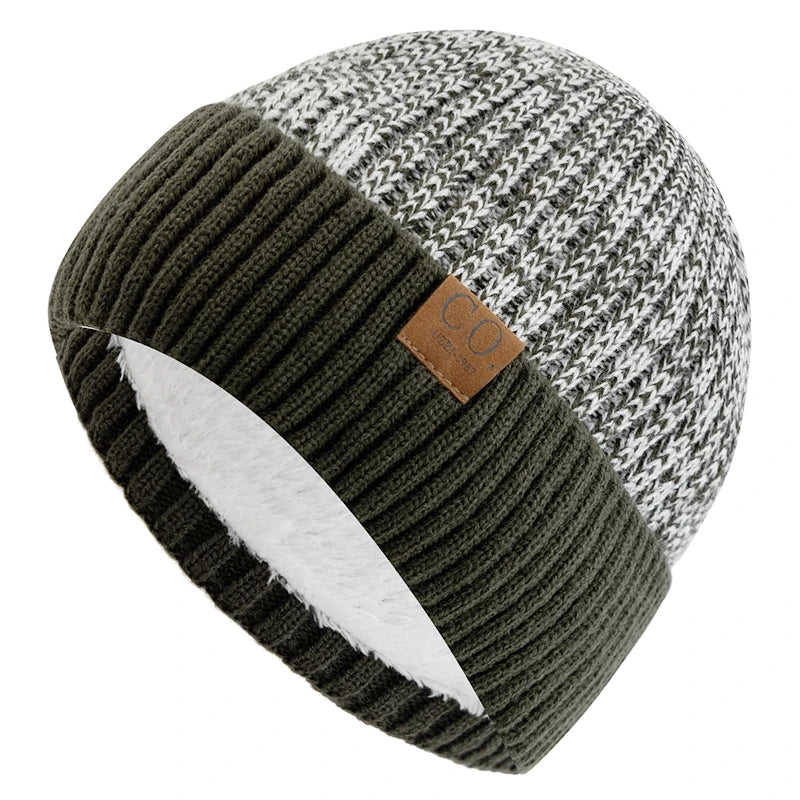 Unisex Two-Tone Fur-Lined Knit Beanie