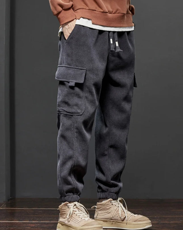 Men’s Elastic Waist Straight-Leg Casual Trousers