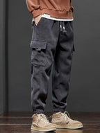 Men’s Elastic Waist Straight-Leg Casual Trousers-HighTouch
