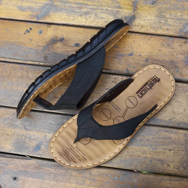 Premium Leather Flip-Flops for Men – Cushioned, Breathable & Non-Slip-HighTouch