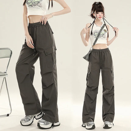Women’s Summer Wide‑Leg Paratrooper Pants – Lightweight Casual Cargo Trousers