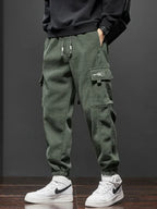 Men’s Elastic Waist Straight-Leg Casual Trousers-HighTouch