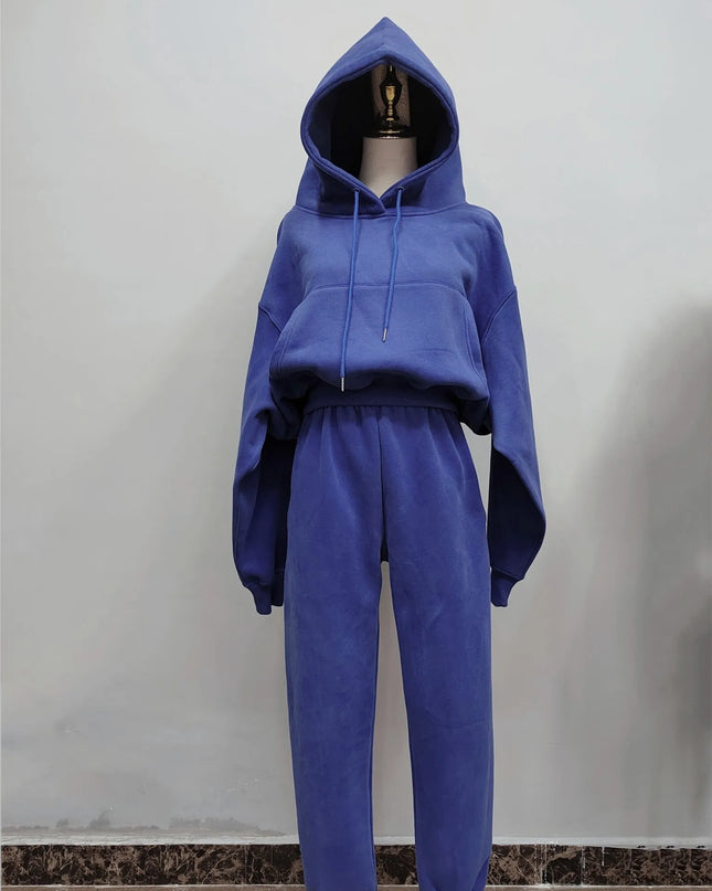 Women’s Fleece Tracksuit Set – Soft Hoodie & Jogger Pants for Cozy Style