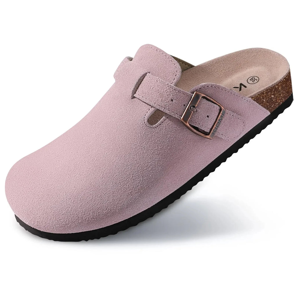 Women’s Cork Slippers with Arch Support – Comwarm Suede Non-Slip Clogs-HighTouch