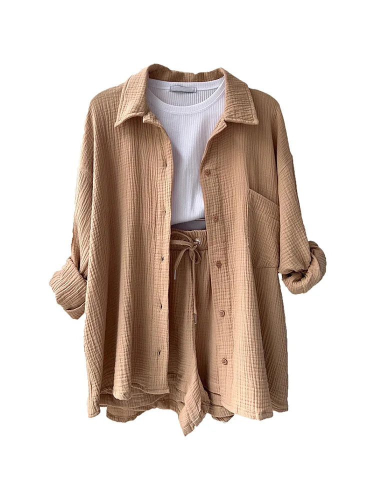 Effortless Summer Two-Piece Muslin Suit Set – Chic, Lightweight & Polished