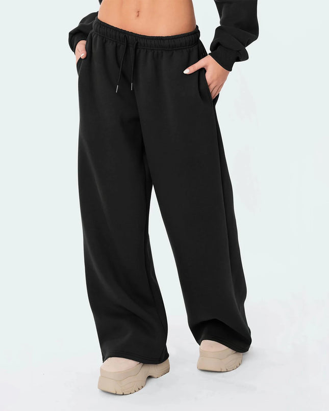 High-Waist Drawstring Wide-Leg Joggers – Casual Streetwear Comfort