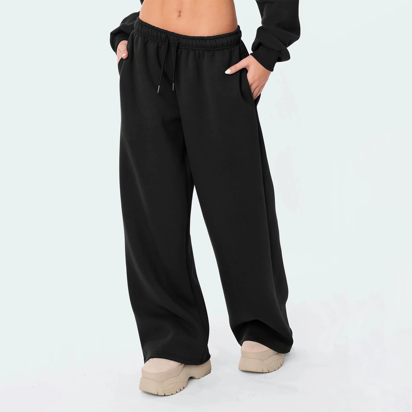 High-Waist Drawstring Wide-Leg Joggers – Casual Streetwear Comfort