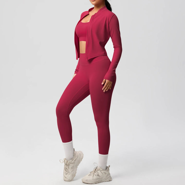 Women Gym Set 3 Piece Workout Outfit Fitness Activewear-HighTouch