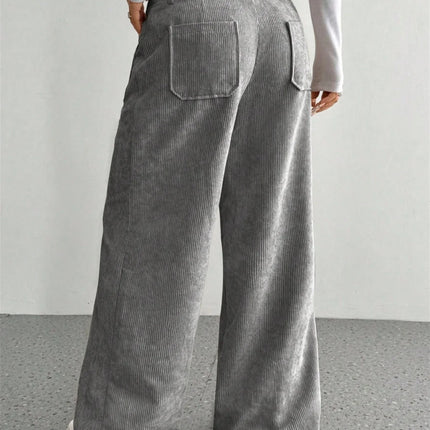 High-Waist Wide-Leg Corduroy Trousers