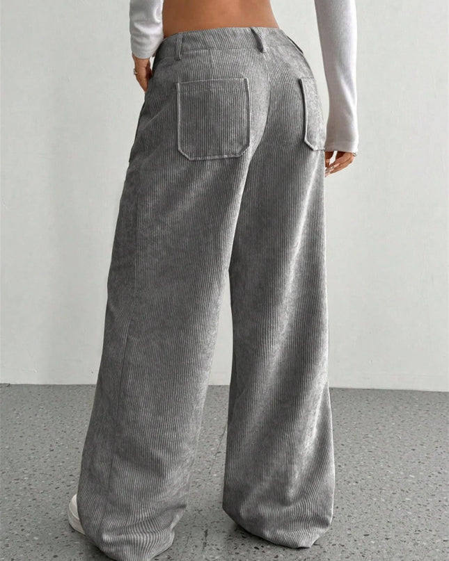 High-Waist Wide-Leg Corduroy Trousers