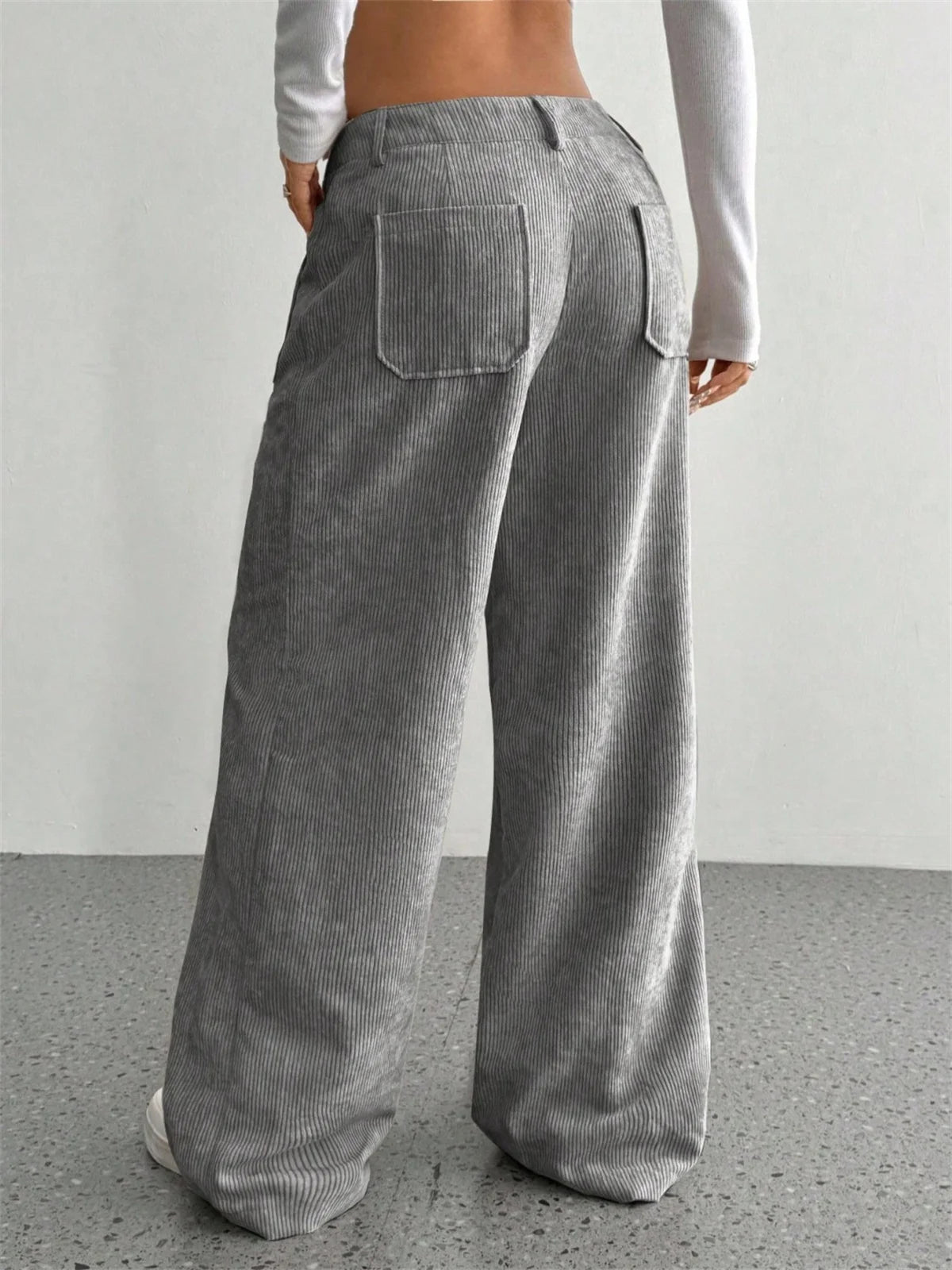 High-Waist Wide-Leg Corduroy Trousers