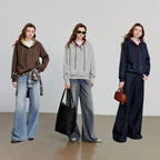 Women Embroidered Pullover Hoodie Contrast Color Casual-HighTouch