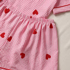 Pink Heart Print Short‑Sleeve Pajama Set-HighTouch