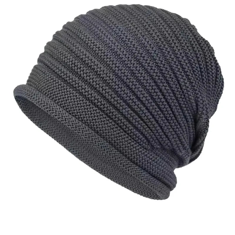 Women & Men Autumn Winter Knitted Wool Roll‑Brim Beanie-HighTouch